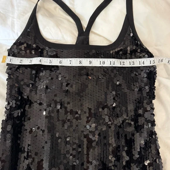Auteur Black T-Bar Sequin Tank Dress Evening Glam with a Contemporary Twist - Picture 11 of 15